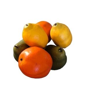 Realistic Faux Fruit Oranges Pears Lemons Plastic 6 PC Decorative Home Decor